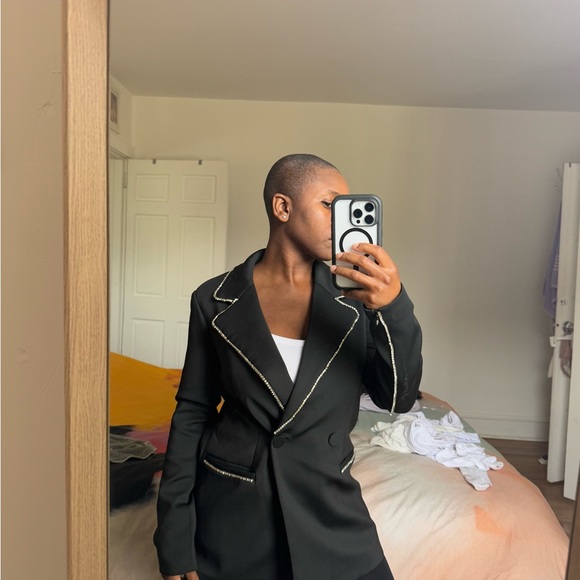 Black Blazer with White Trim - Picture 6 of 7